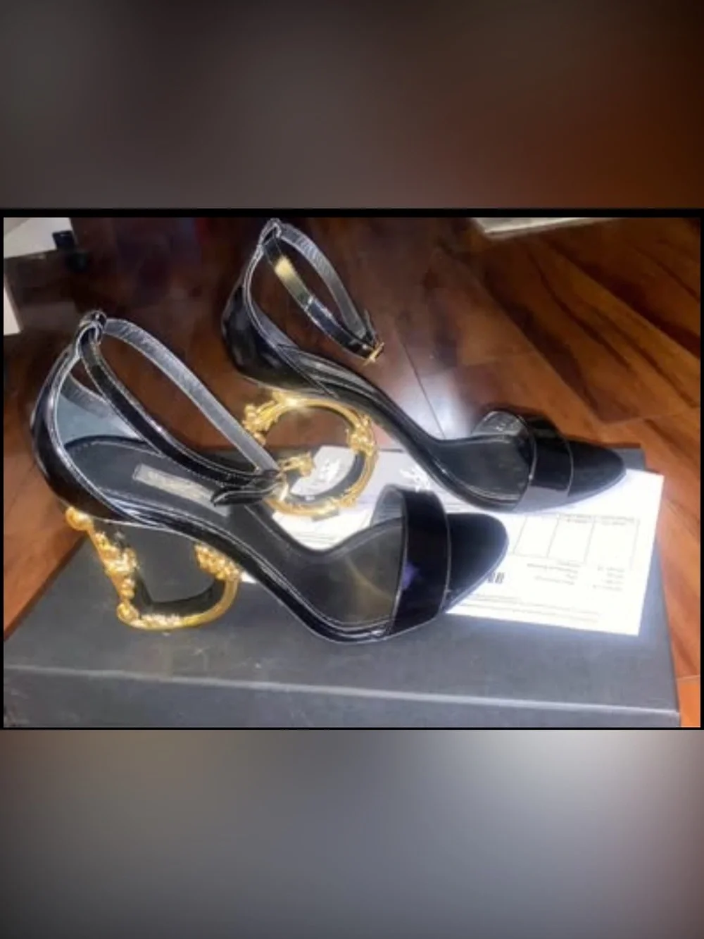 DOLCE&GABBANA Sculpted-Heel Patent Leather Sandals